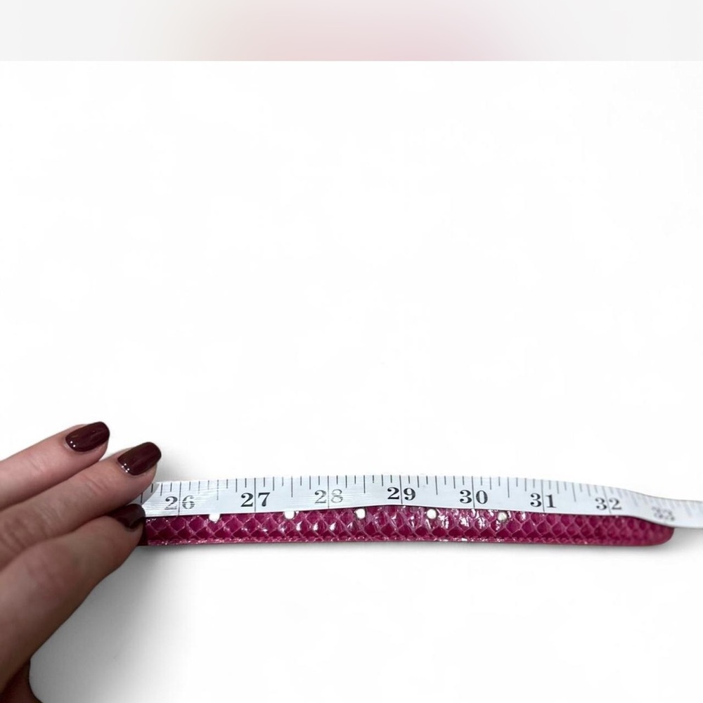 Vintage Pink Snake Print Leather Belt Gold-tone Hardware Woman's Medium* - Picture 4 of 4